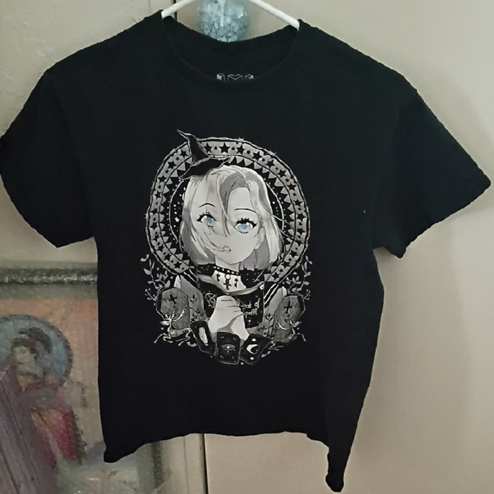 Black Graphic Anime Girl Tee - Kids Shirt